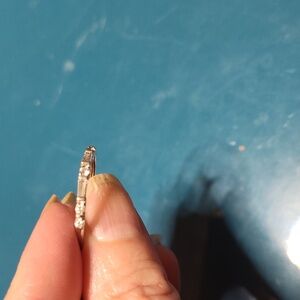 Elegant Sterling Silver Women's Ring With Crystal Baggetts Size 10